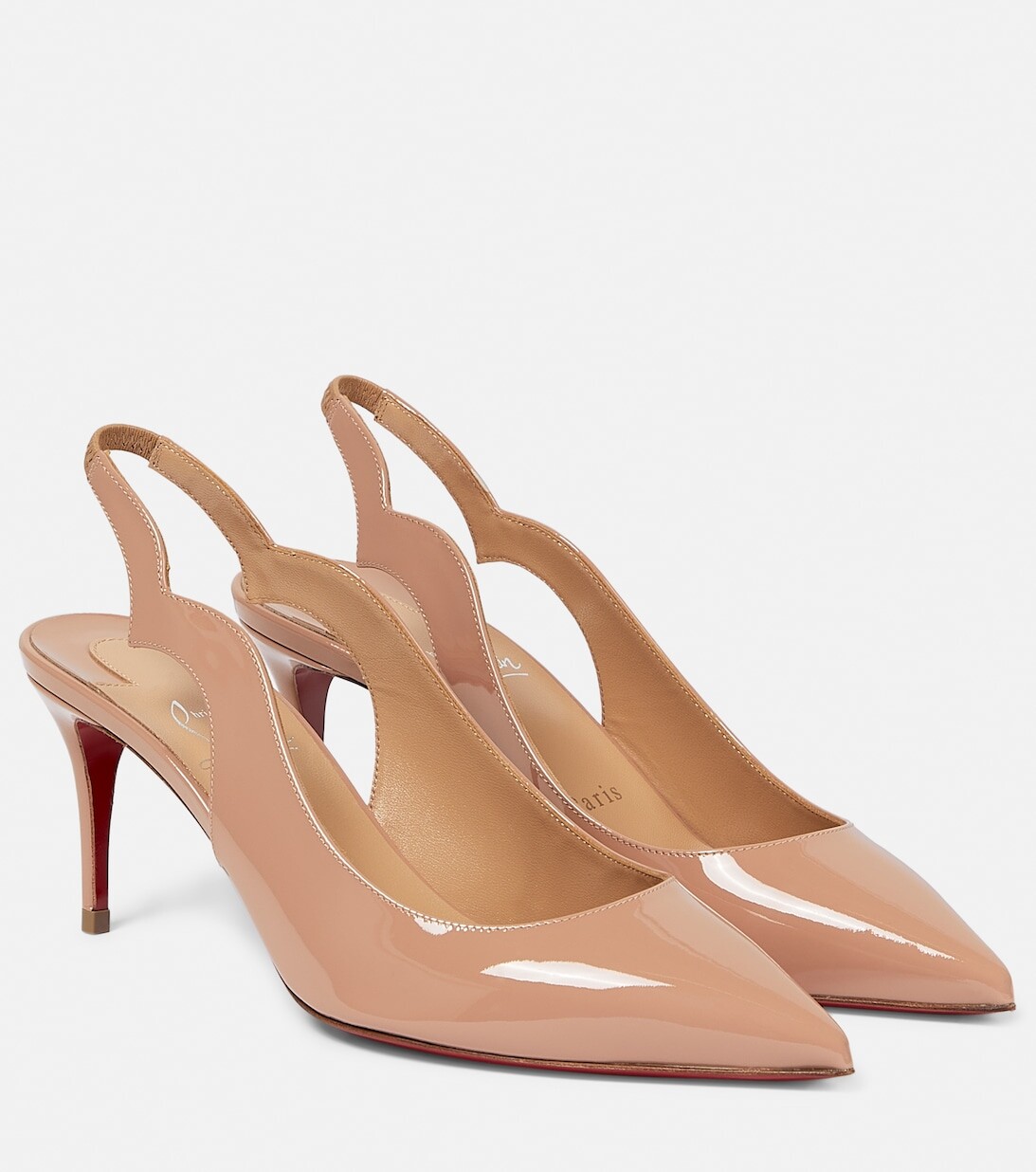 Туфли-лодочки из лакированной кожи с ремешком на пятке Christian Louboutin, бежевый