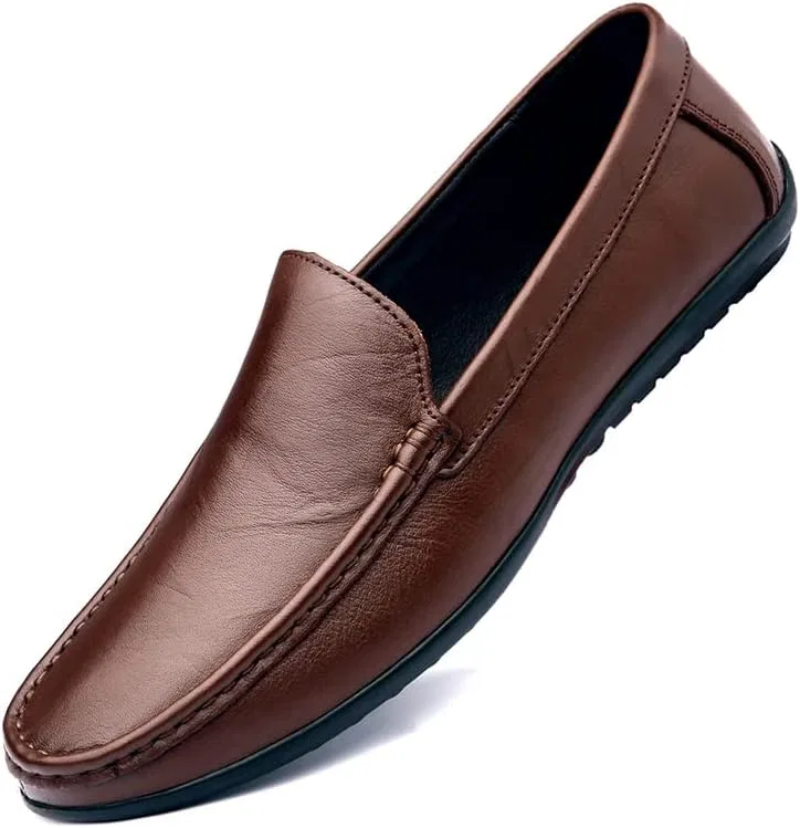 Мокасины кожаные, Casual, коричневый Abnkarwin