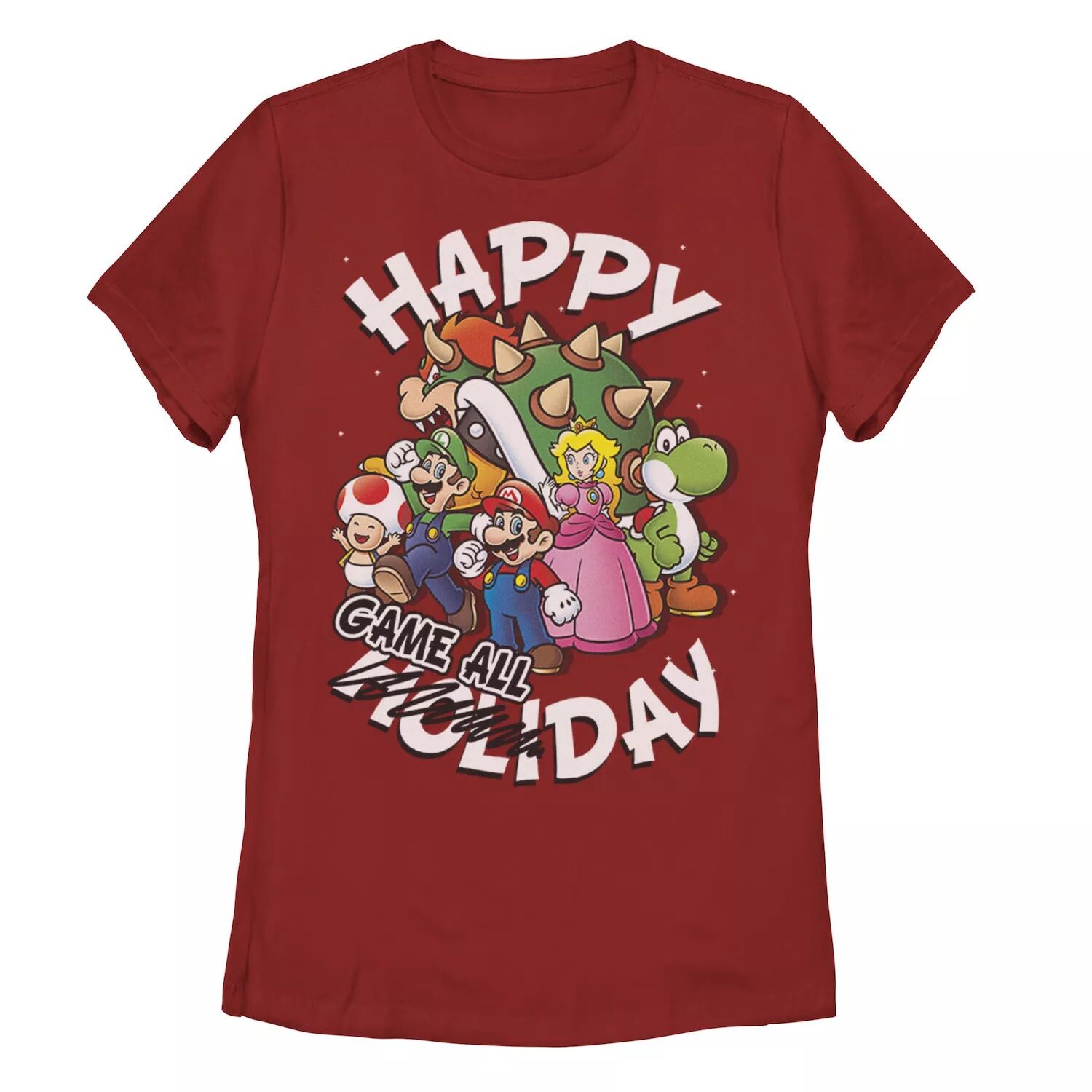 

Детская футболка с рисунком Nintendo Super Mario Group Shot Happy Game All Day Holiday Licensed Character