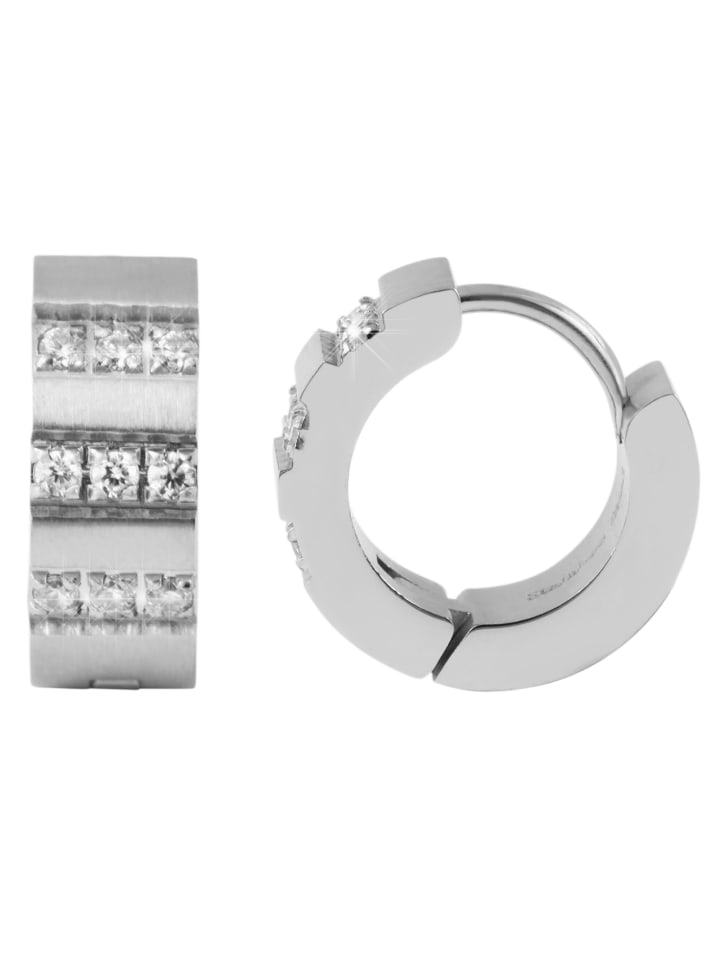 

Adeliás Женские серьги - серьги-кольца на шарнирах из нержавеющей стали со стразами серебристого цвета