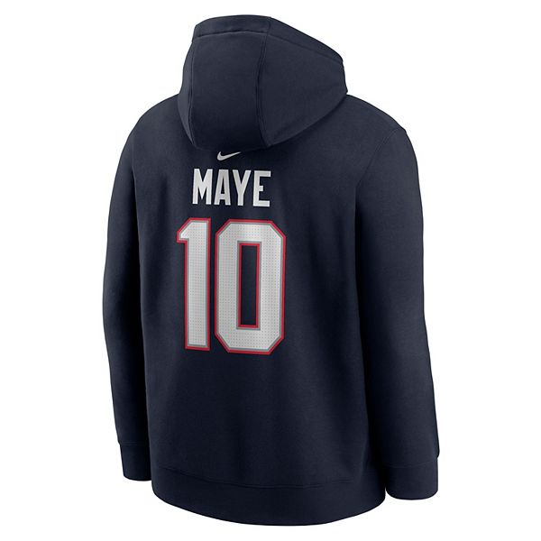 Толстовка с капюшоном из флиса Men's Drake Maye Navy New England Patriots с именем и номером игрока Nike — фото 4