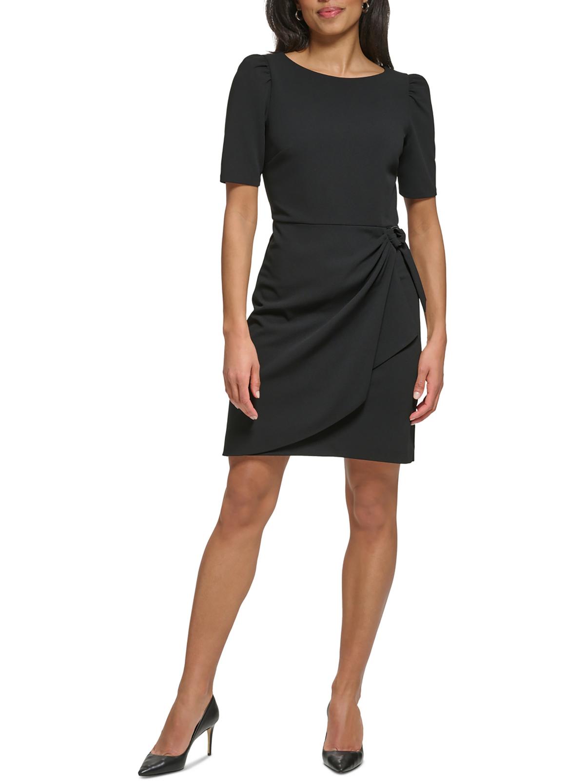 

Женское короткое мини-платье с имитацией запаха DKNY, черный