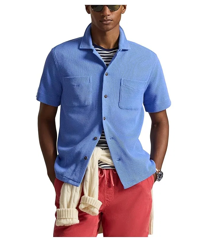 Рубашка Camp waffle-knit cotton linen Polo Ralph Lauren, Harbor Island Blue