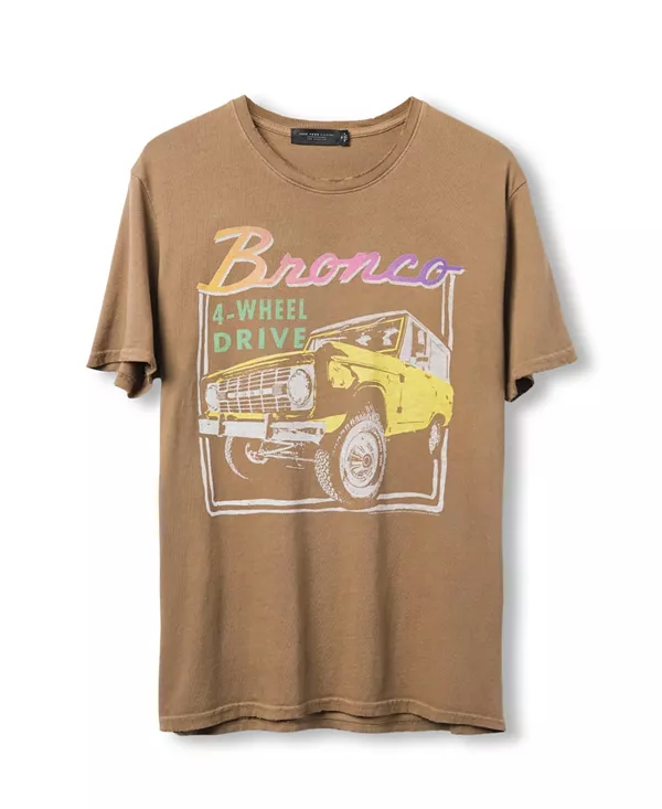 

Футболка унисекс в винтажном стиле Ford Bronco 4-Wheel Drive Junk Food Clothing, коричневый
