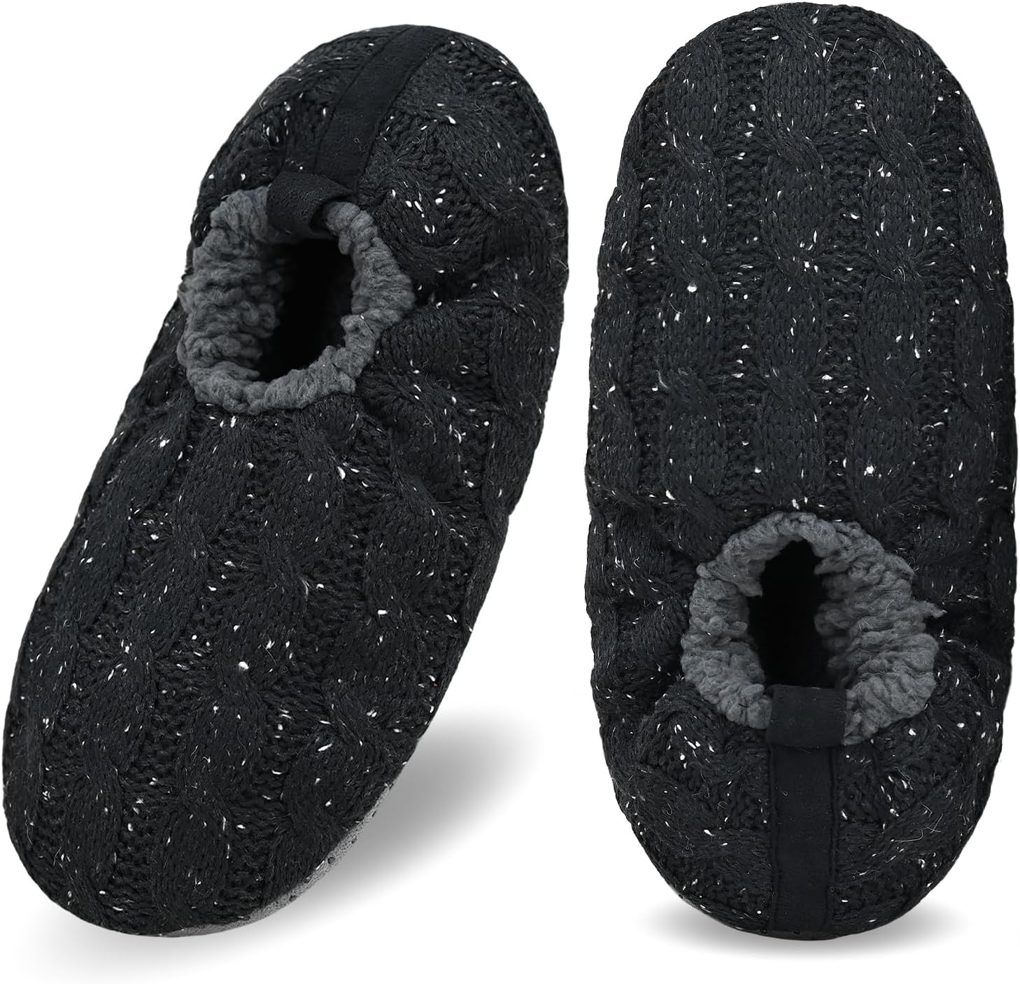 

Мужские носки-тапочки DICUIRD с нескользящей подошвой, теплые домашние носки с захватами для мужчин, пушистые вязаные тапочки, серый