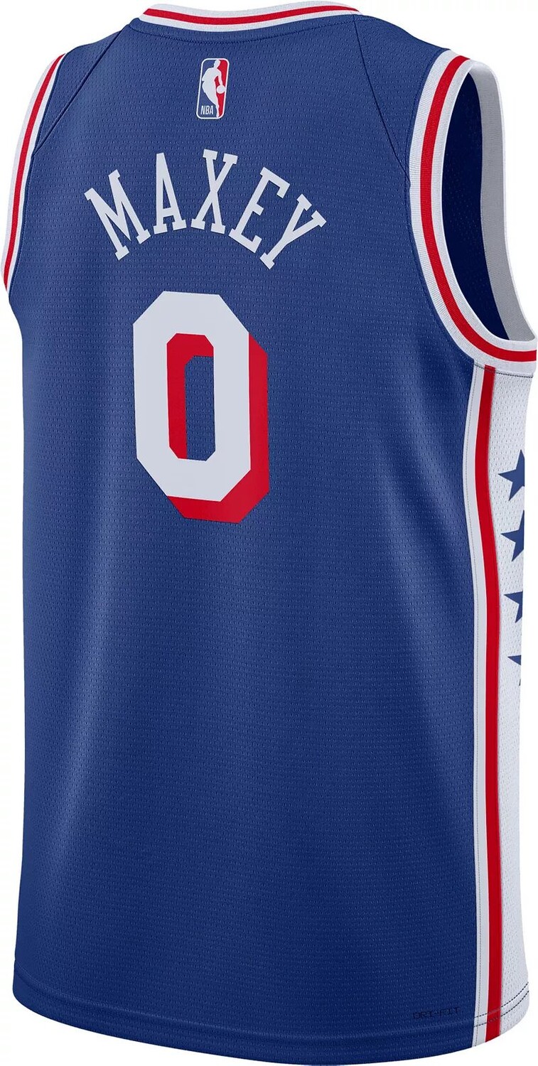 Мужская синяя майка Nike Philadelphia 76ers Tyrese Maxey #0 Dri-FIT Swingman — фото 3
