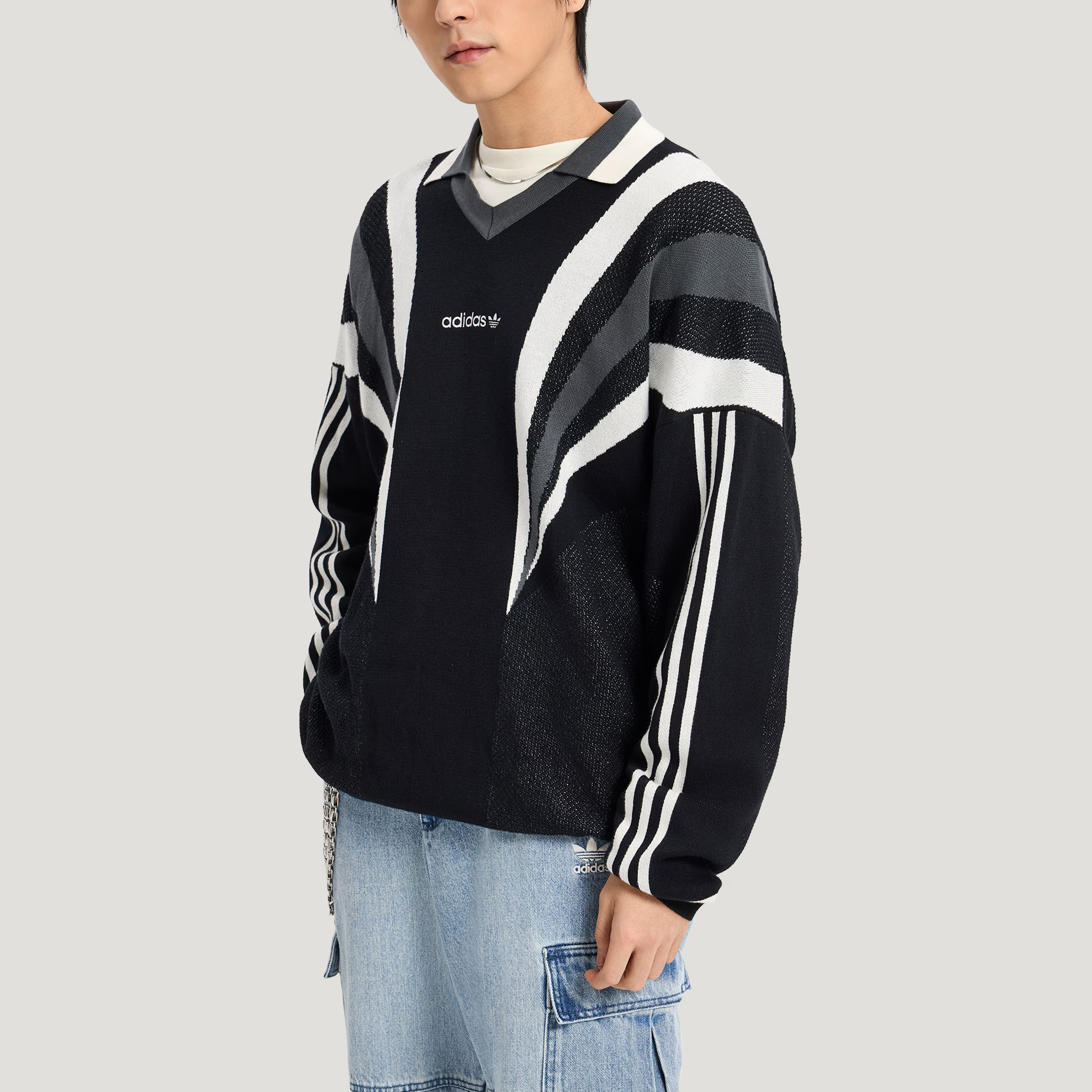 Свитшот SANTIAGO вязаный мужской Adidas Originals, черный — фото 4