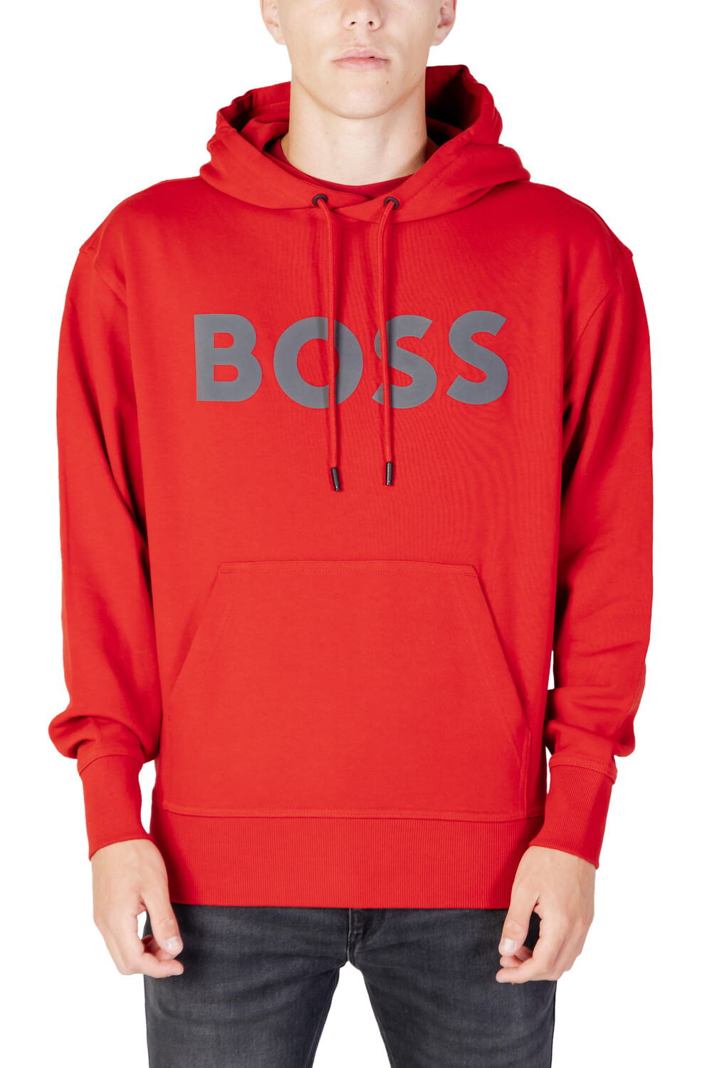 

Толстовка мужская BOSS с большим логотипом и капюшоном, красный
