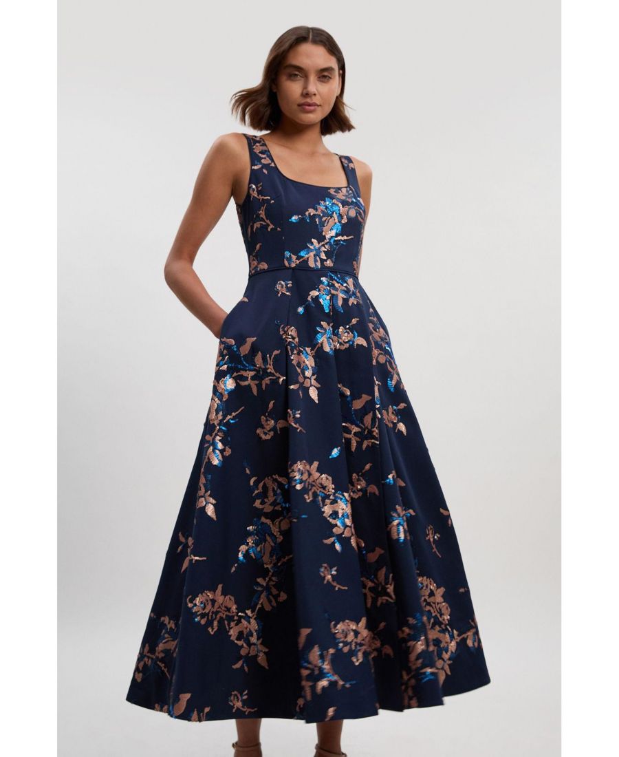 

Женское атласное вечернее платье с пайетками Karen Millen, Navy