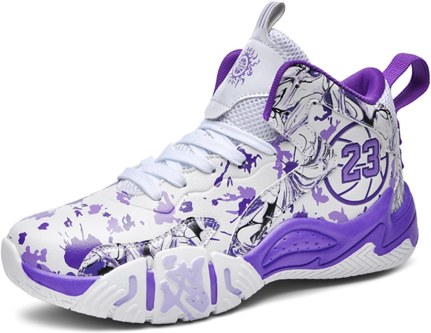 

Мужские модные баскетбольные кроссовки Khwfjas с дышащей сетчатой вставкой, высокие, нескользящие, для бега и тренировок на открытом воздухе, для волейбола, фиолетовый