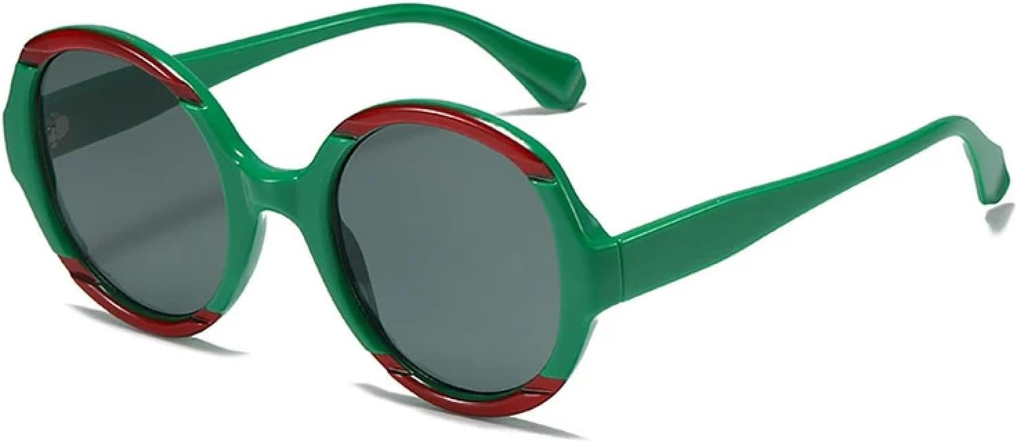 

Модные солнцезащитные очки в большой круглой оправе для мужчин и женщин, винтажные, класса люкс, для активного отдыха, путешествий и вождения, защита от УФ-излучения UV400 TKKTLLT, Green Green