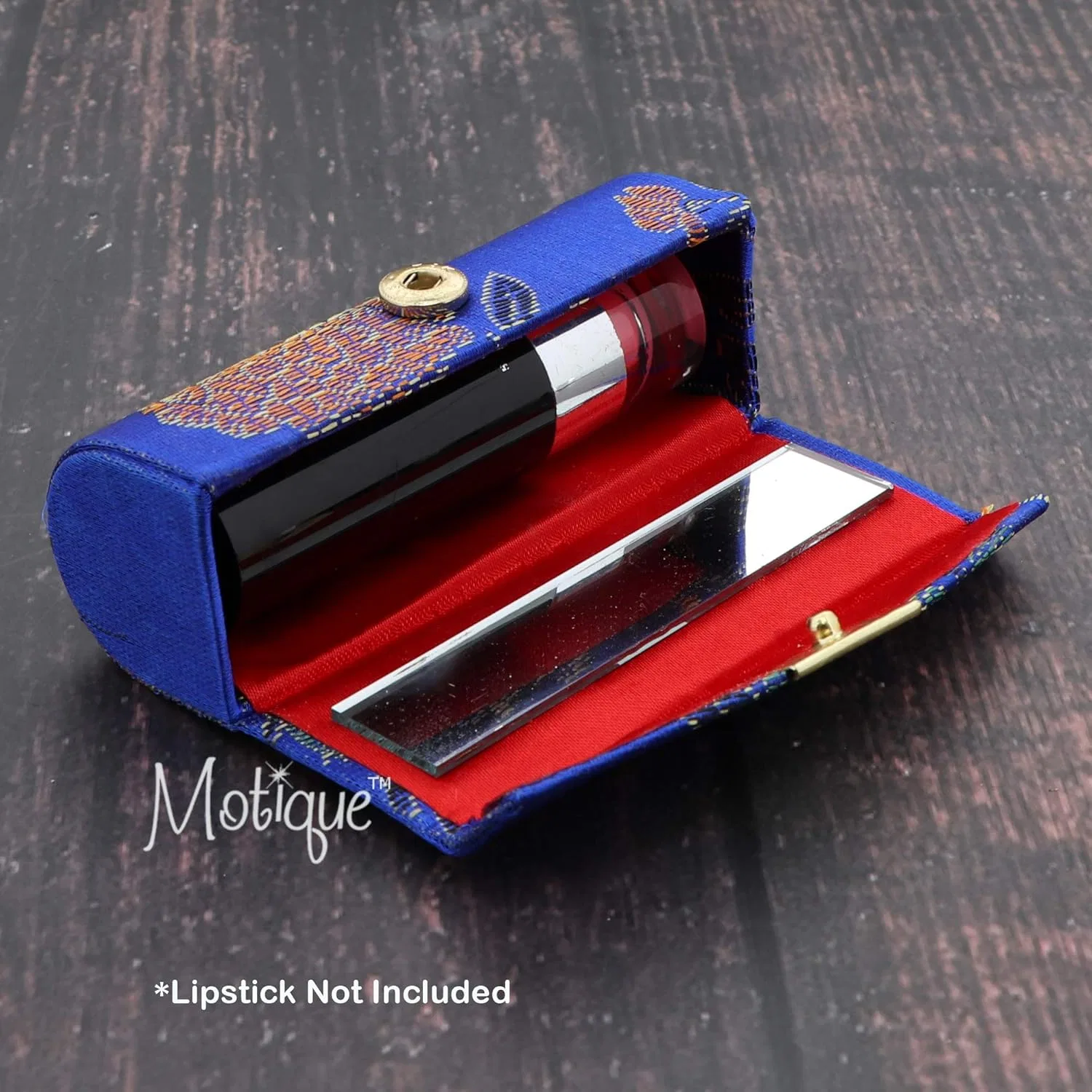 Футляр для помады с парчовым дизайном Motique Accessories, синий (королевский синий) — фото 3