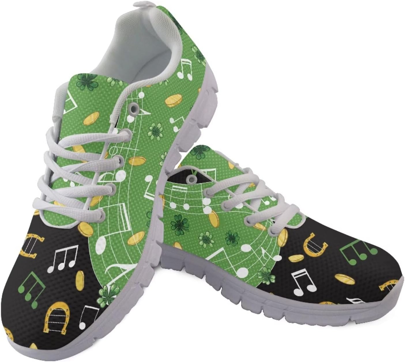 

Женские кроссовки для бега и зала на шнуровке, для ходьбы и походов, легкие и дышащие кроссовки для мужчин и женщин Getelinseng, St Patrick's Day Music Note