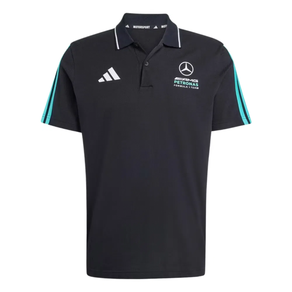 Поло мужское Black/Semi Mint Green, отложной воротник, прямой крой Adidas