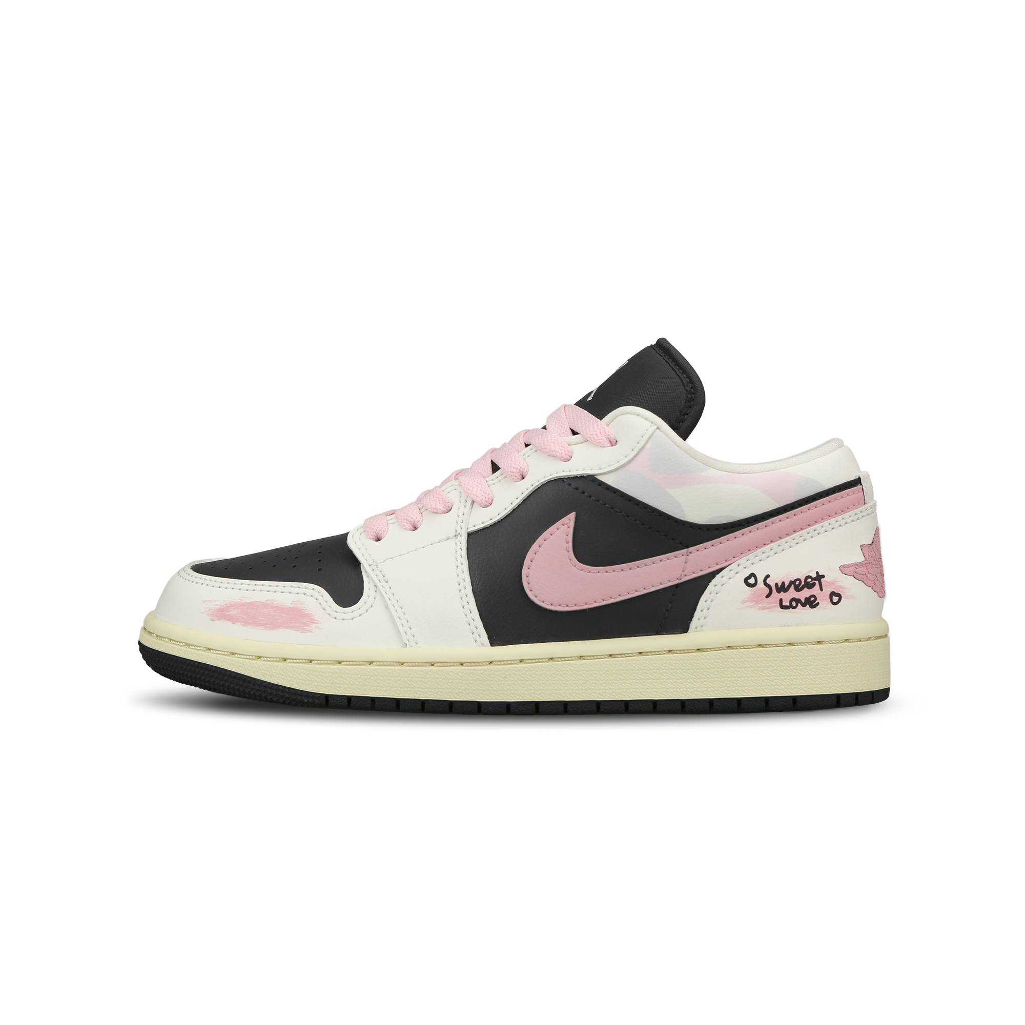 

Кроссовки Air Jordan 1 Vintage Basketball Shoes Women's Low-top Black/white/pink, цвет Berry powder