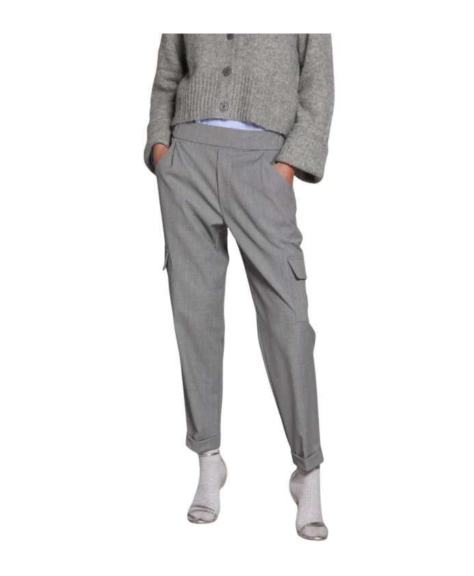 

Шерстяные брюки-карго, свободного кроя, меланжевого цвета. Mason'S, серый