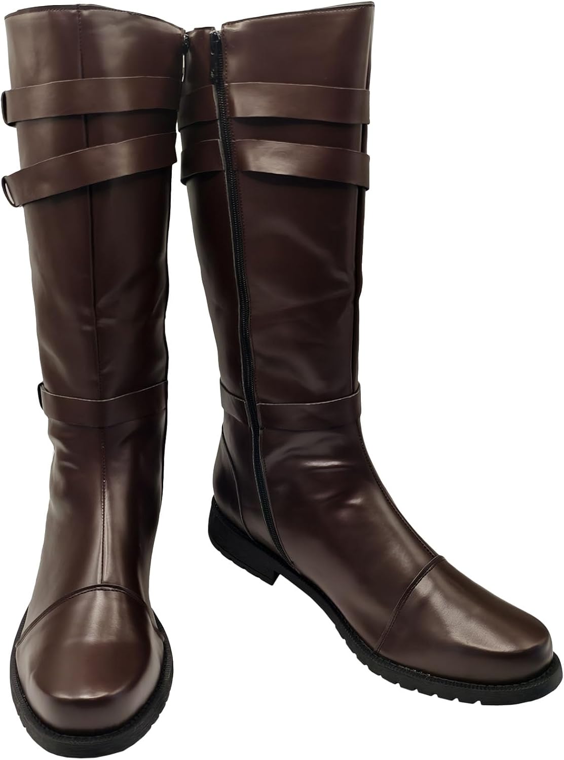 

Мужские косплей ботинки для Хэллоуина, карнавальной вечеринки, длинные ботинки, мужские кожаные рыцарские ботинки Junqiako, коричневый