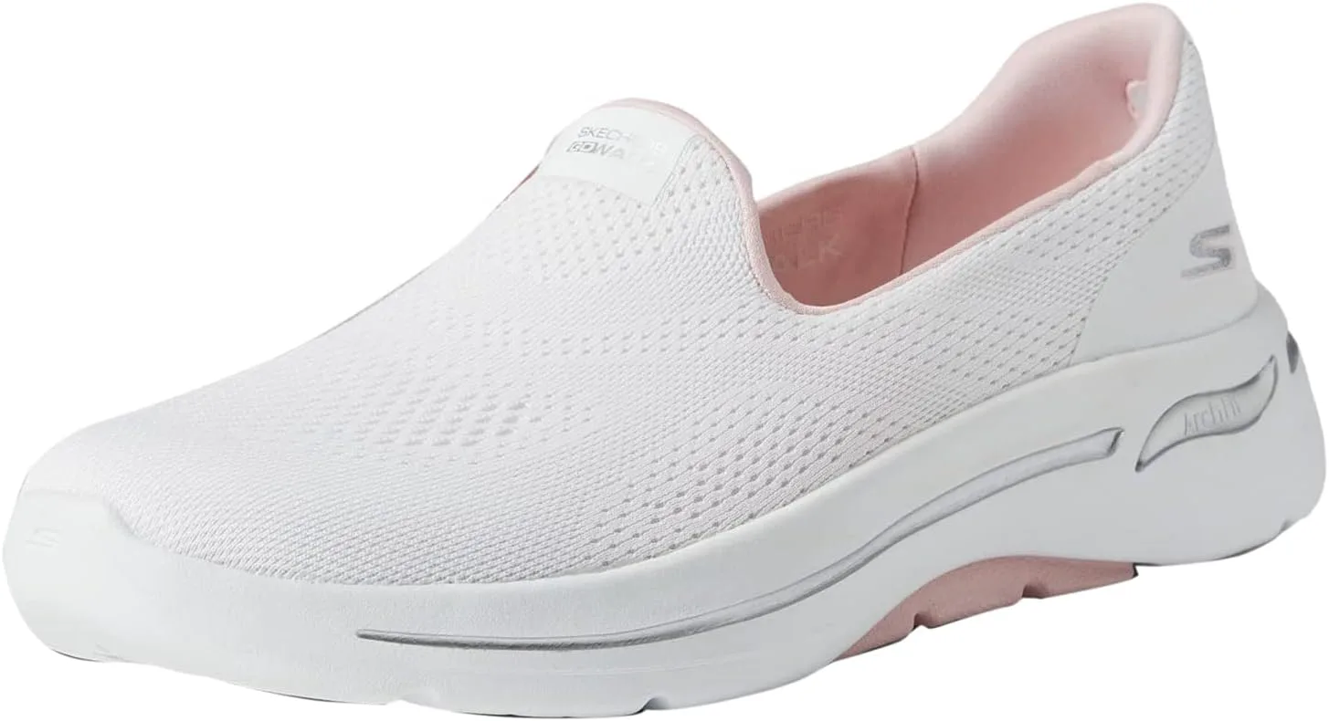 Женские слипоны Skechers GO Walk Arch Fit - Imagined, белый/светло-розовый — фото 2