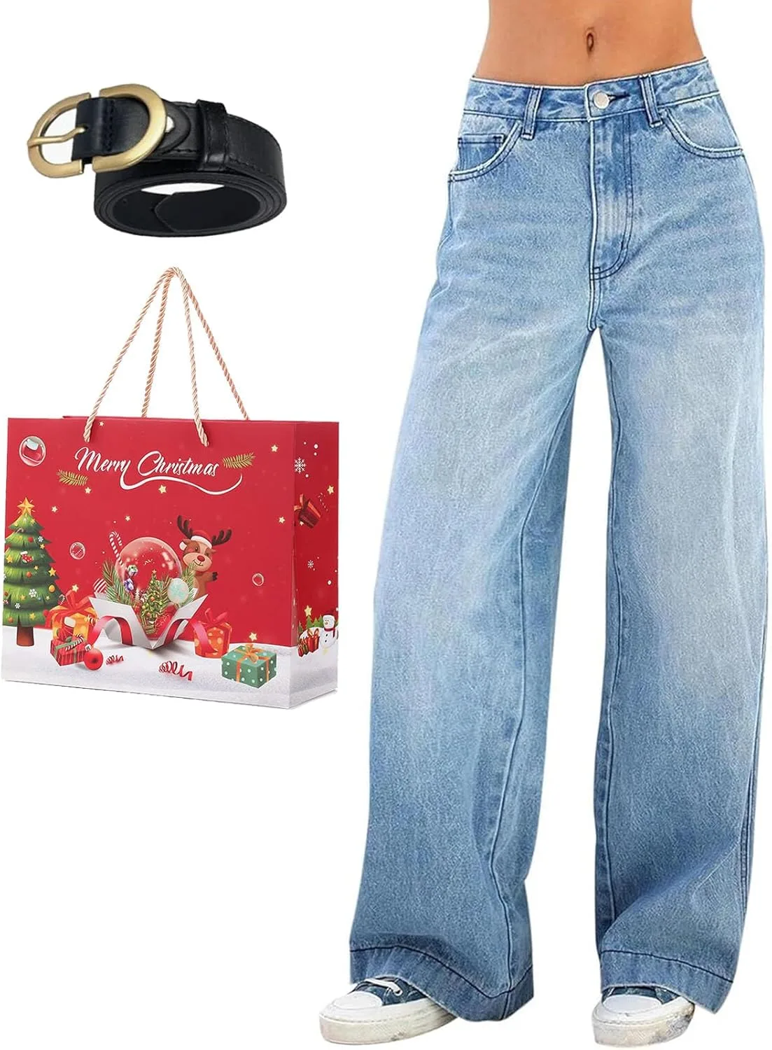 

Женские джинсы sweatpant, высокие с широкими штанинами tarcegta