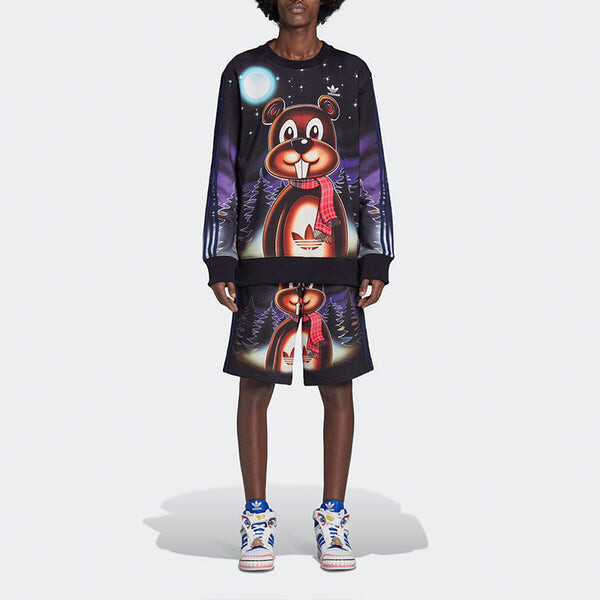 Толстовка Men's adidas originals x Kerwin Frost Crossover Cartoon Full Print Sports Round Neck Pullover, мультиколор — фото 3