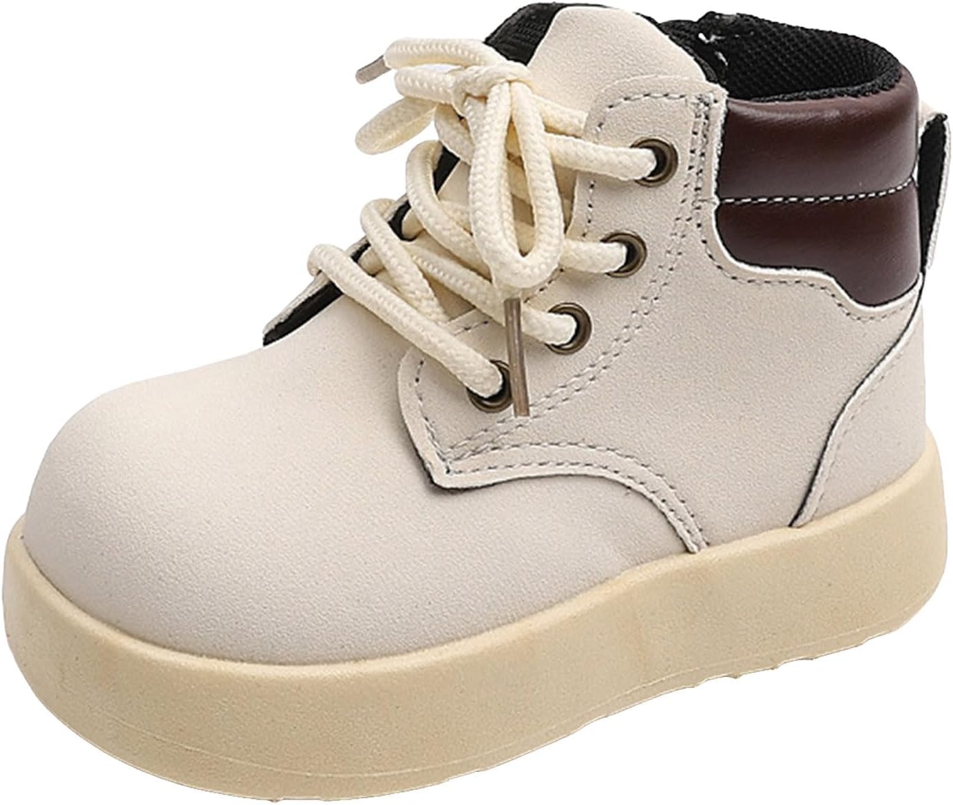 

Детские ботинки IWIHMIV, утепленные, с боковой молнией, на плоской подошве, короткие ботиночки, повседневные, с нескользящей подошвой, наружные кожаные шнурованные туфли, Beige