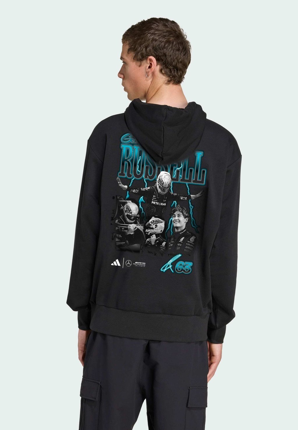 

Толстовка с капюшоном AMG PETRONAS FORMULA ONE TEAM GEORGE RUSSELL GRAPHIC Adidas Performance, черный
