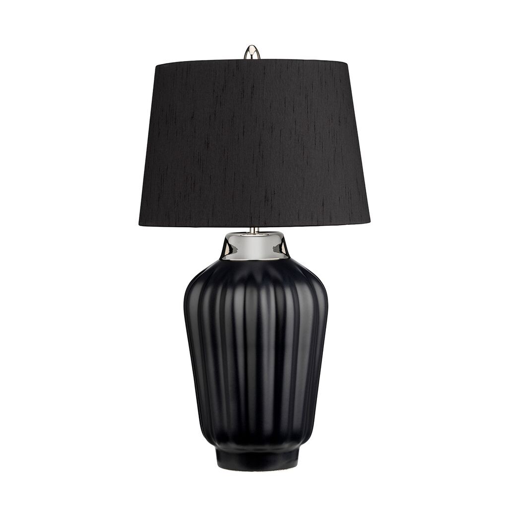 

Настольная лампа QUINTIESSE Bexley E27 1x40W керамика черная, никель полированный, искусственный шелк черный, серебро H: 56,2см Ø30см с выключателем Elstead Lighting