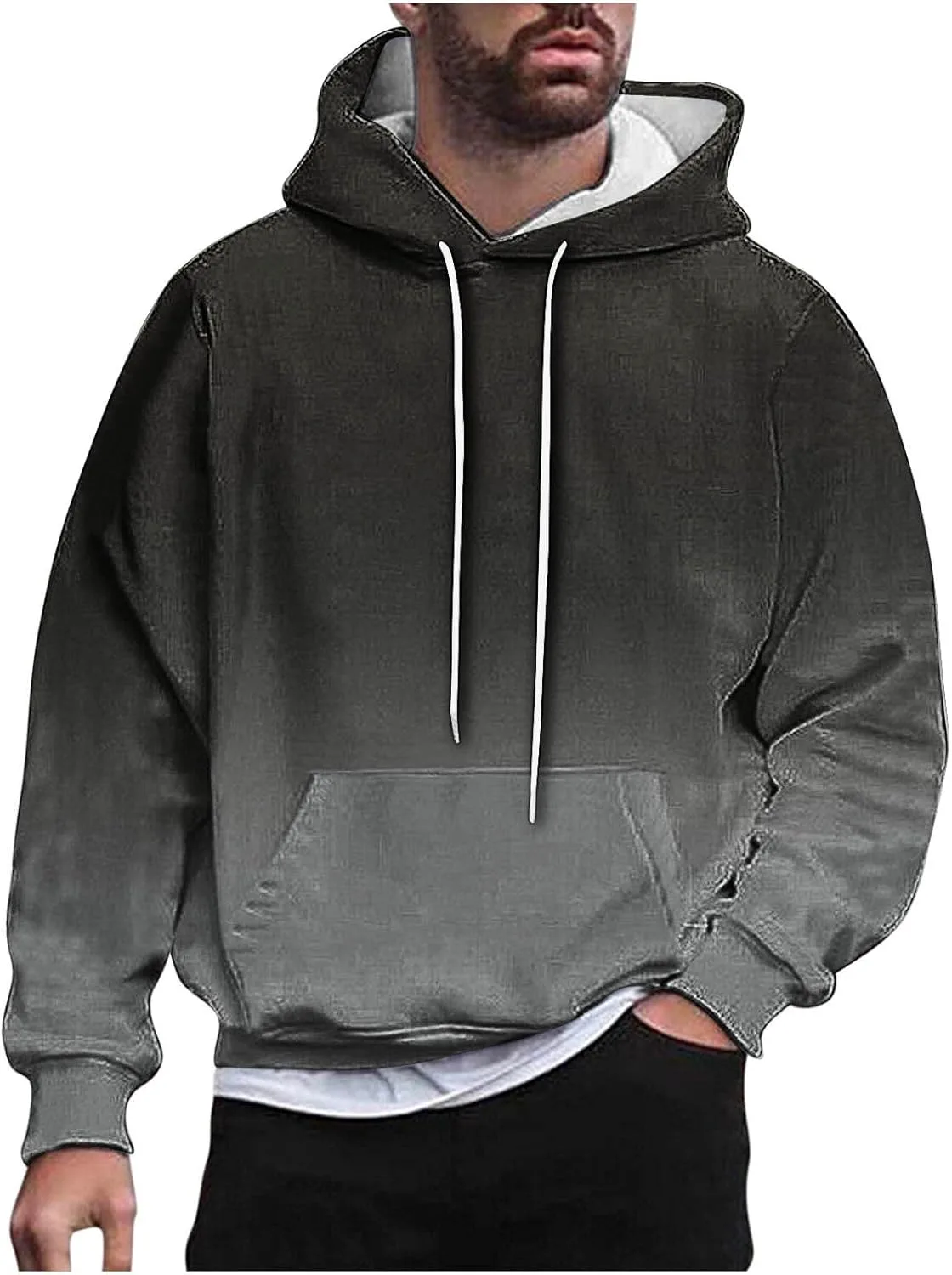 

Мужская модная худи с градиентом, свободный оверсайз с карманом