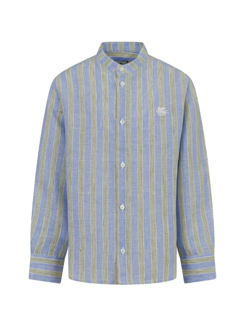 Льняная рубашка в полоску Etro Kids, синий