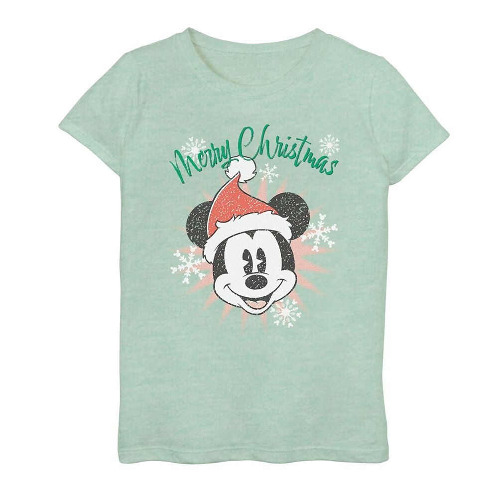 

Футболка с рисунком Микки Мауса для девочек Disney's Merry Christmas, цвет Mint