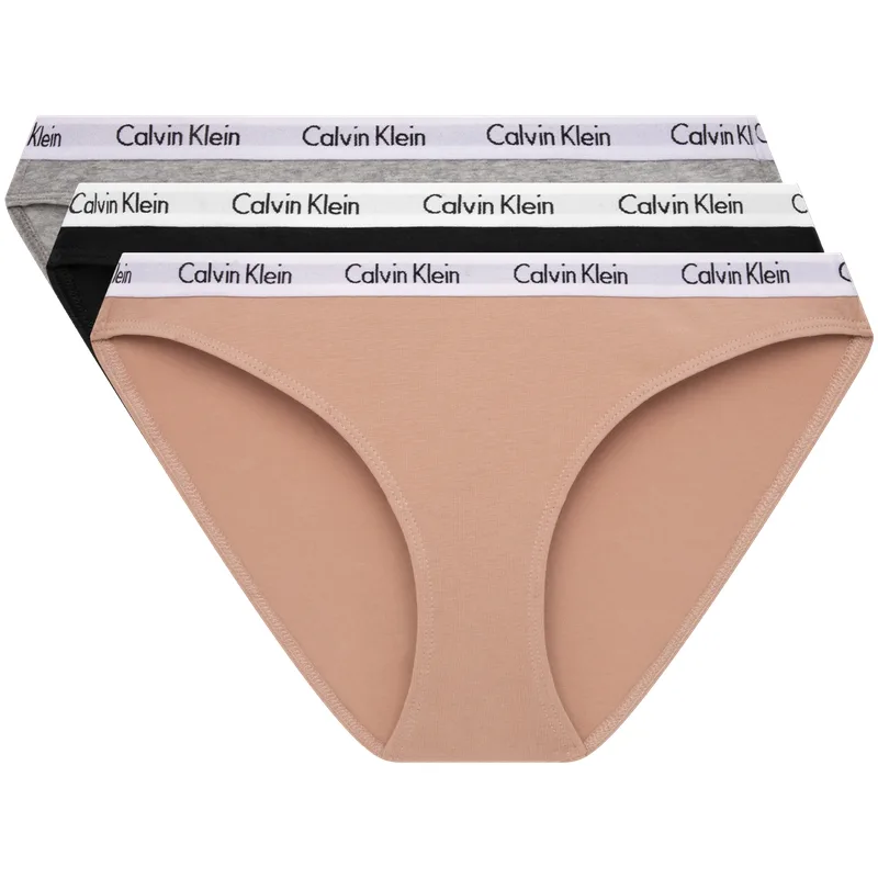 Женские трусы 3 шт Calvin Klein, 69D-Space Black/Light Gray/Dark Skin