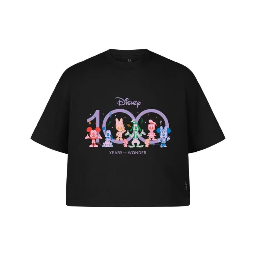 

GQ Укороченная футболка Disney MickeyFriend, черная, размер S, Black