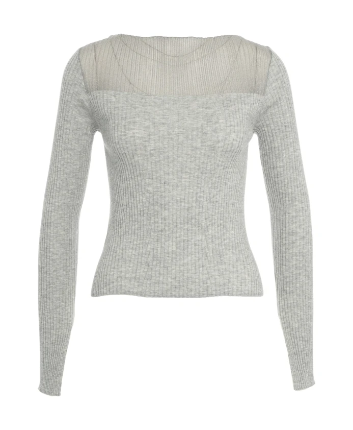 

Серый вязаный топ с блестящим логотипом Pinko, серый