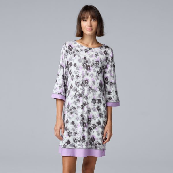 

Женская ночная рубашка с круглым вырезом и рукавами 3/4 Simply Vera Vera Wang, цвет ivory floral