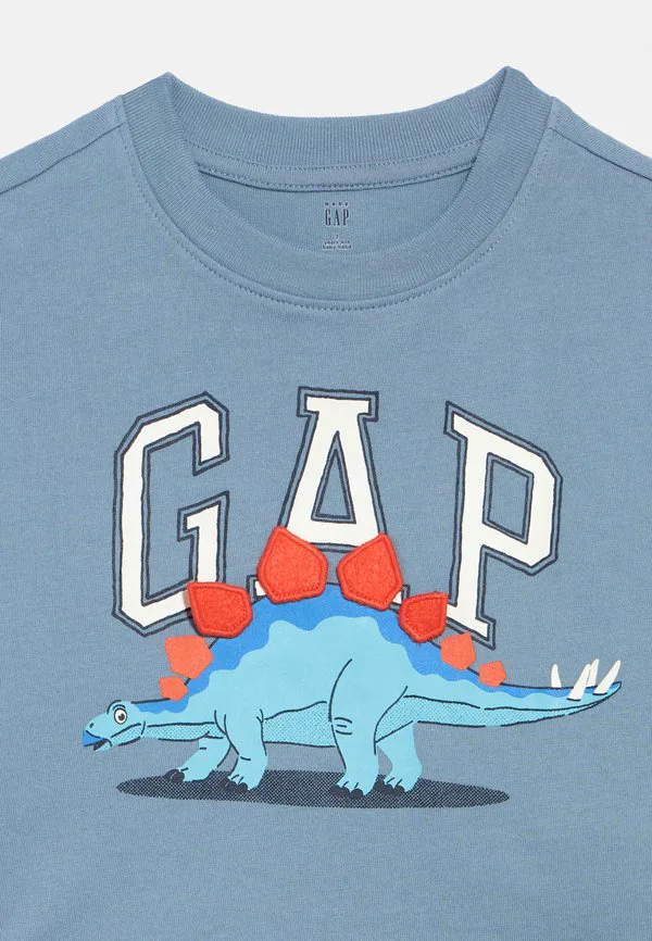 Детская футболка с длинными рукавами и логотипом динозавра. Gap, Classic Jasper Blue — фото 3