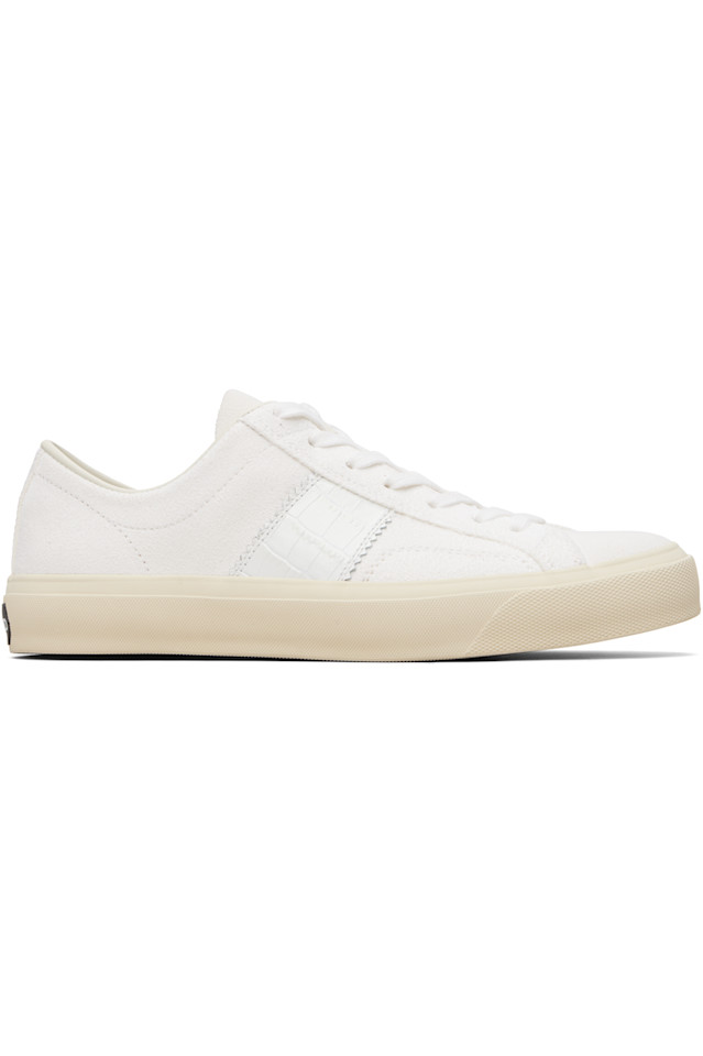 

Tom Ford Кроссовки Cambridge из белой замши с принтом под крокодиловую кожу