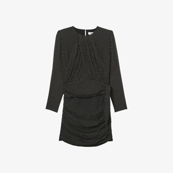 

Платье мини Taylor со сборками в горошек Reiss, черный