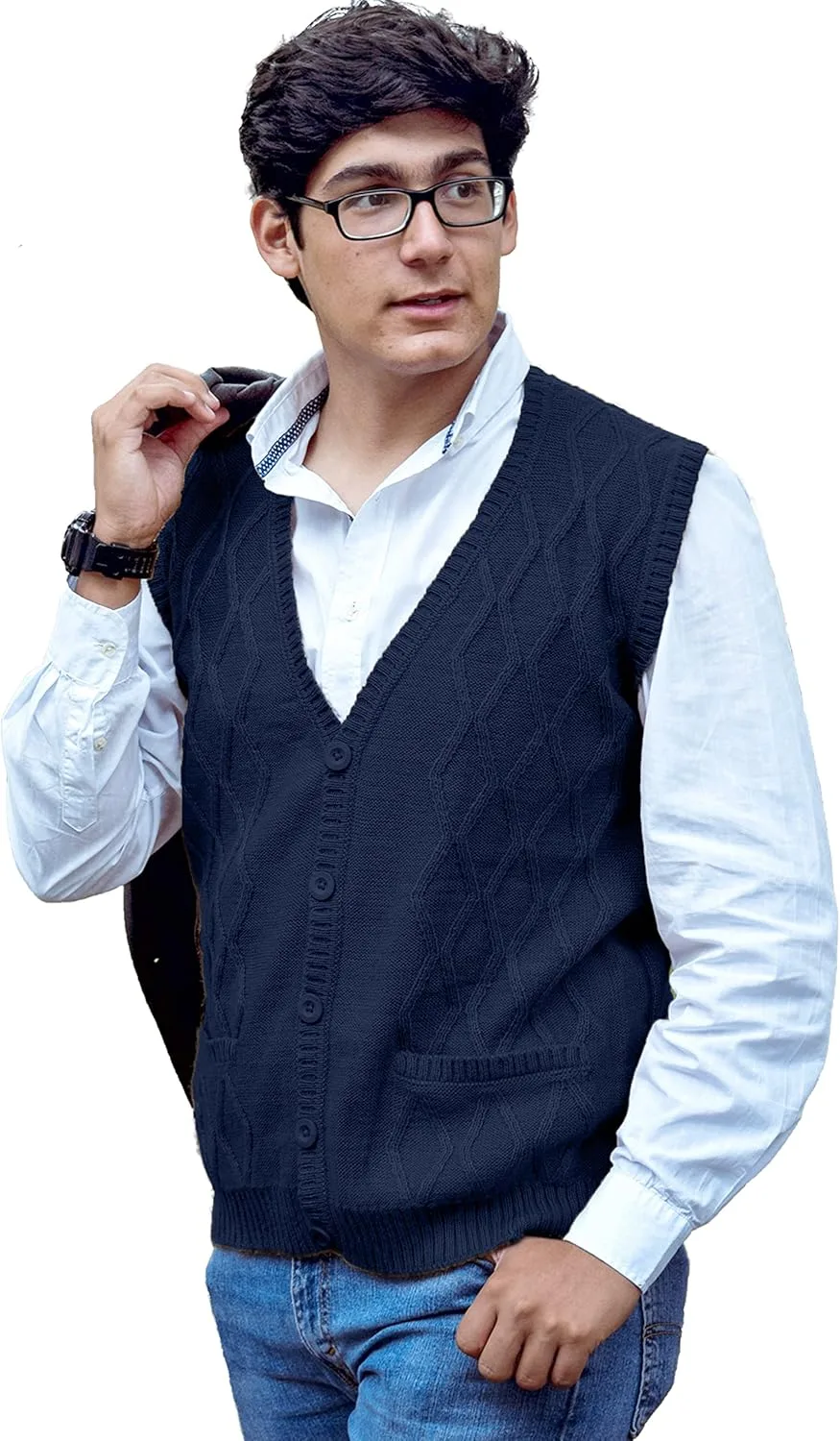 

TINKUY Peru мужской кардиган-жилет V-образного выреза из альпаки, S-4XL