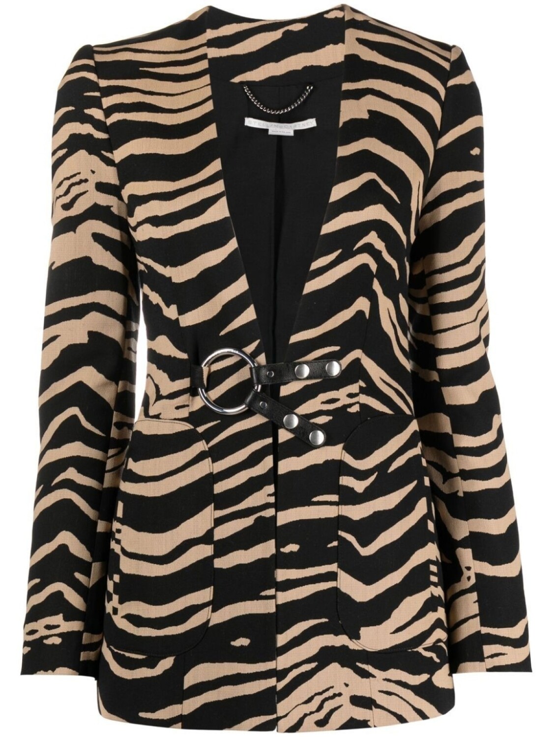 

Stella McCartney жакет с поясом и тигровым принтом, нейтральный цвет