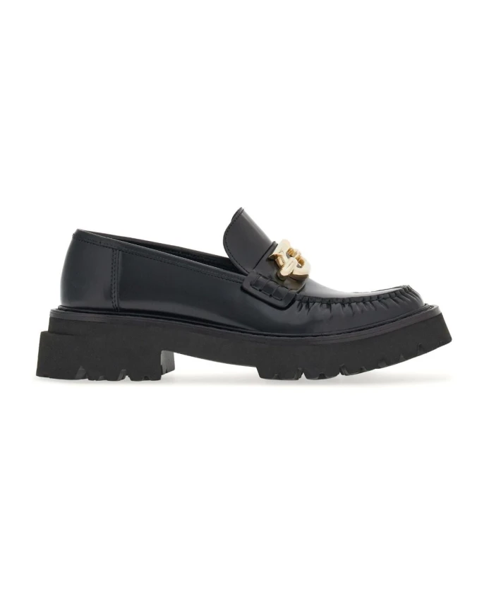 

Кожаные лоферы Gancini с пряжкой Salvatore Ferragamo, черный