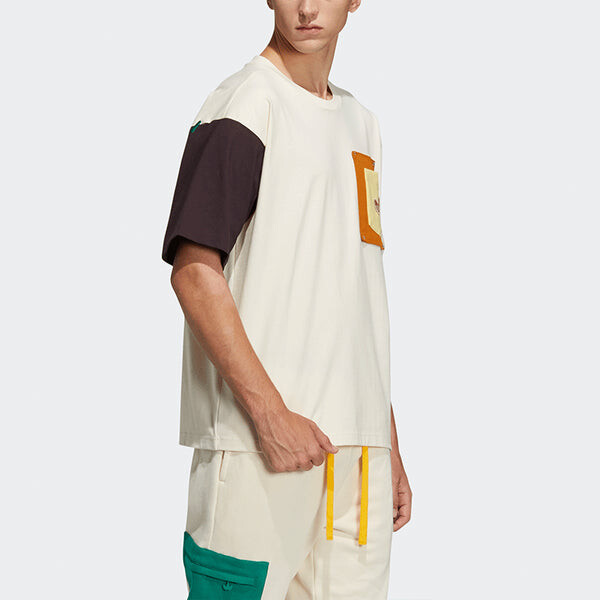 Футболка adidas originals Series Contrast Color Stitching Pocket Round Neck Short Sleeve Creamy White T-Shirt, мультиколор — фото 4