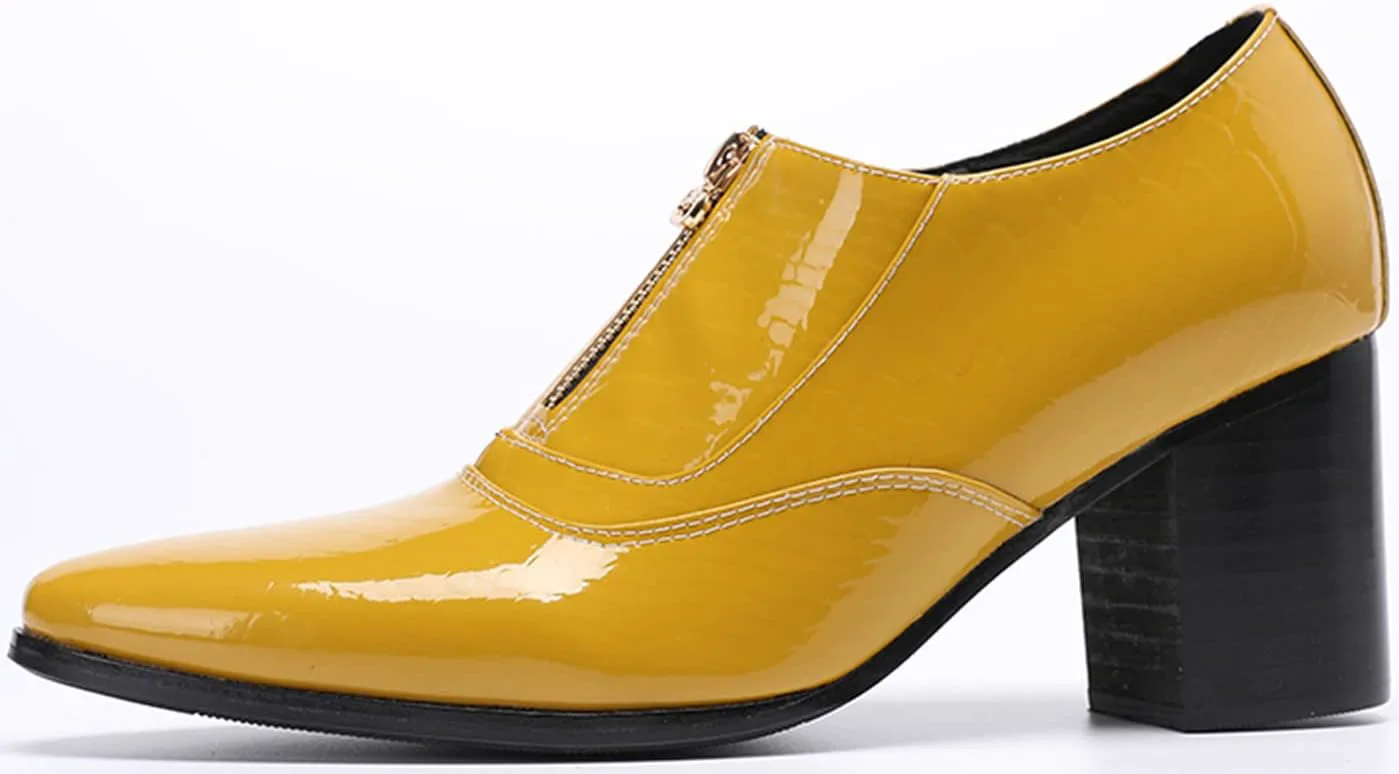 

Мужские лоферы-слипоны Santimon из натуральной кожи с острым носком и молнией, желтые