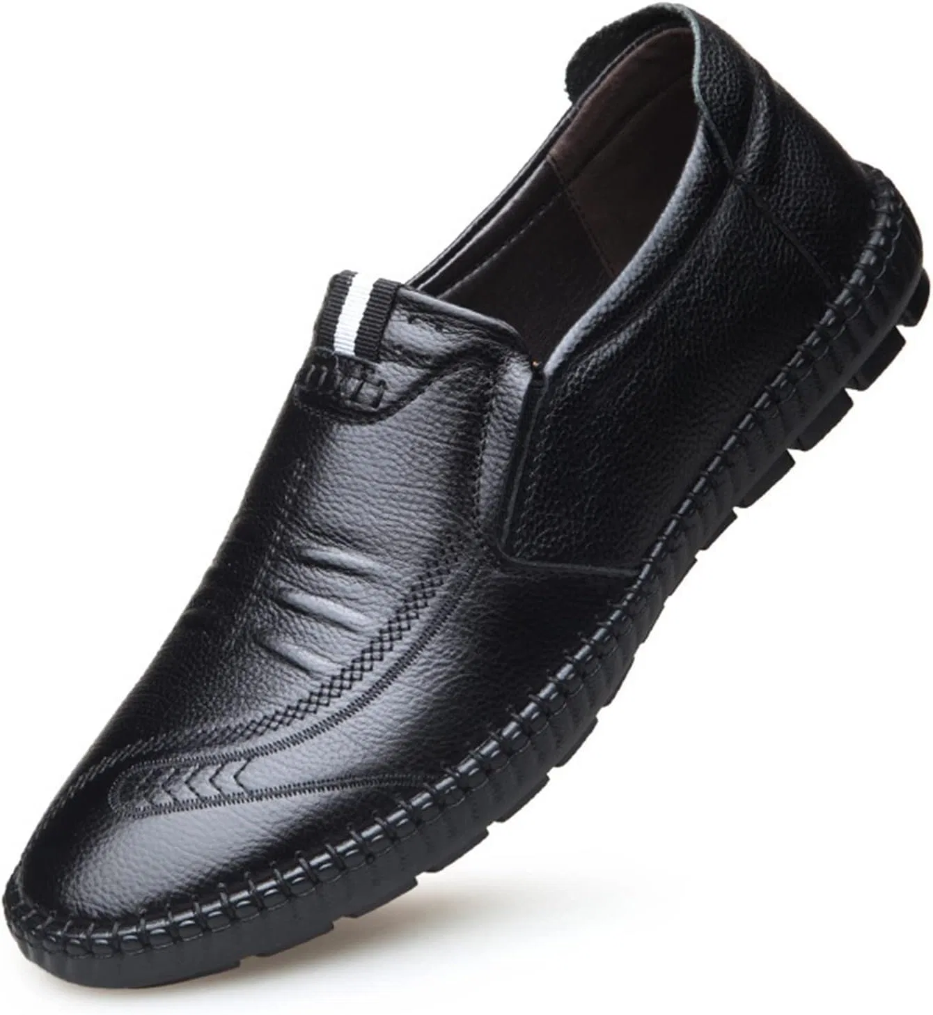 Лоферы кожаные Stitching Details, Black PUGHGAETZF