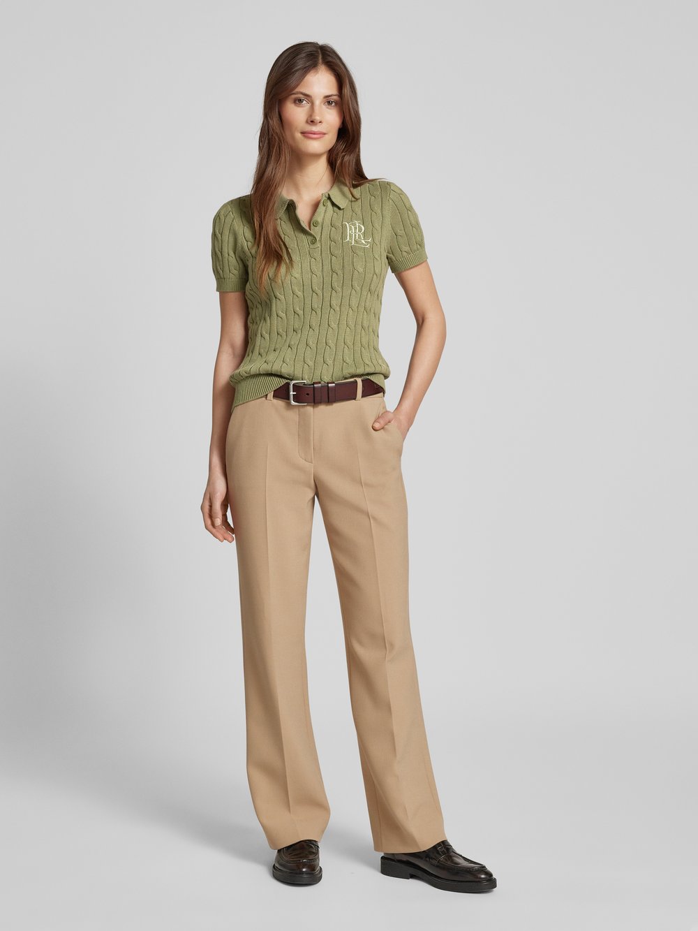 

Рубашка поло в трикотажном исполнении Lauren Ralph Lauren, оливковый