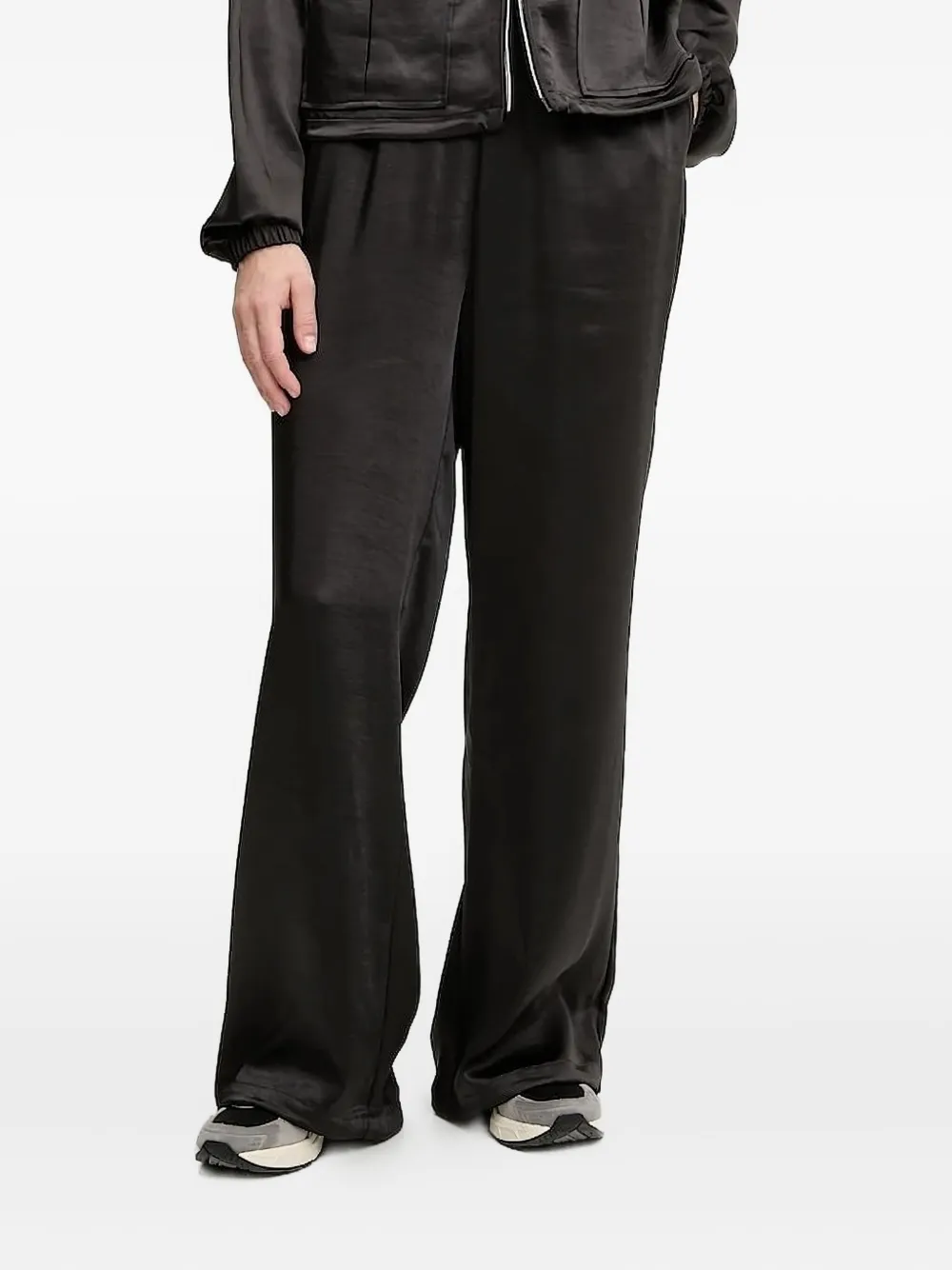 

Атласные брюки с резинкой на талии Ea7 Emporio Armani, черный