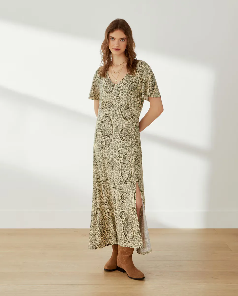 

Длинное платье с короткими рукавами Southern Cotton, зеленый
