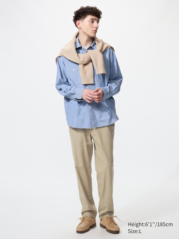 

Брюки relaxed из смеси льна Uniqlo, 32 beige