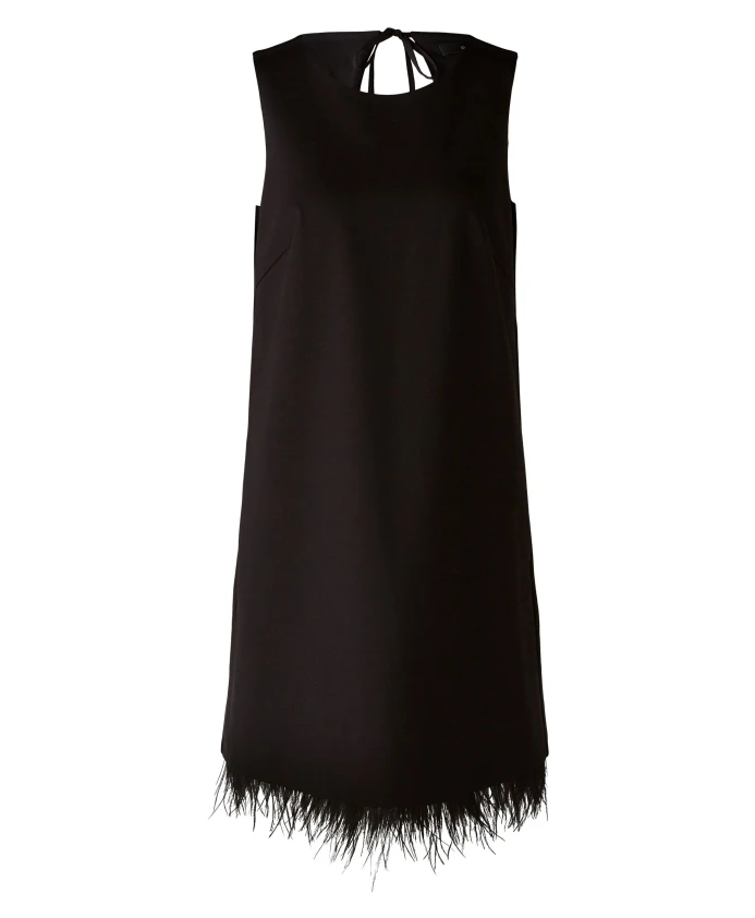 

Мини-Платье А-силуэта с перьями Oui, черный