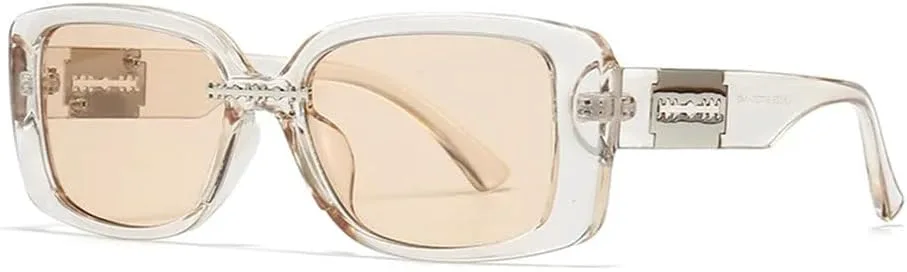 

Роскошные квадратные солнцезащитные очки для женщин и мужчин, модные винтажные панк-очки, очки в виде зазубренного ножа, популярные очки LJTJTAV, Champagne Tea