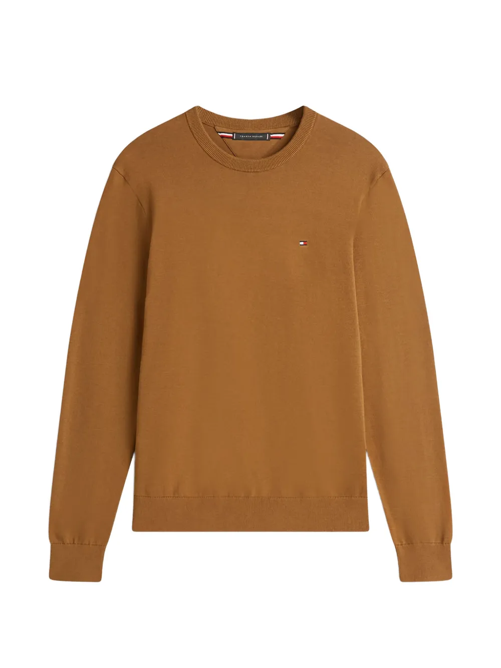 

Свитер с круглым вырезом и логотипом на груди Tommy Hilfiger, коричневый
